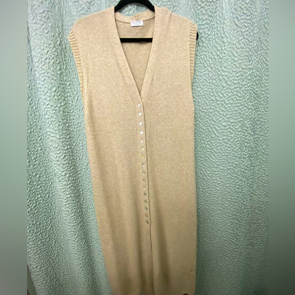 Long cashmere wool blend vest size s/m